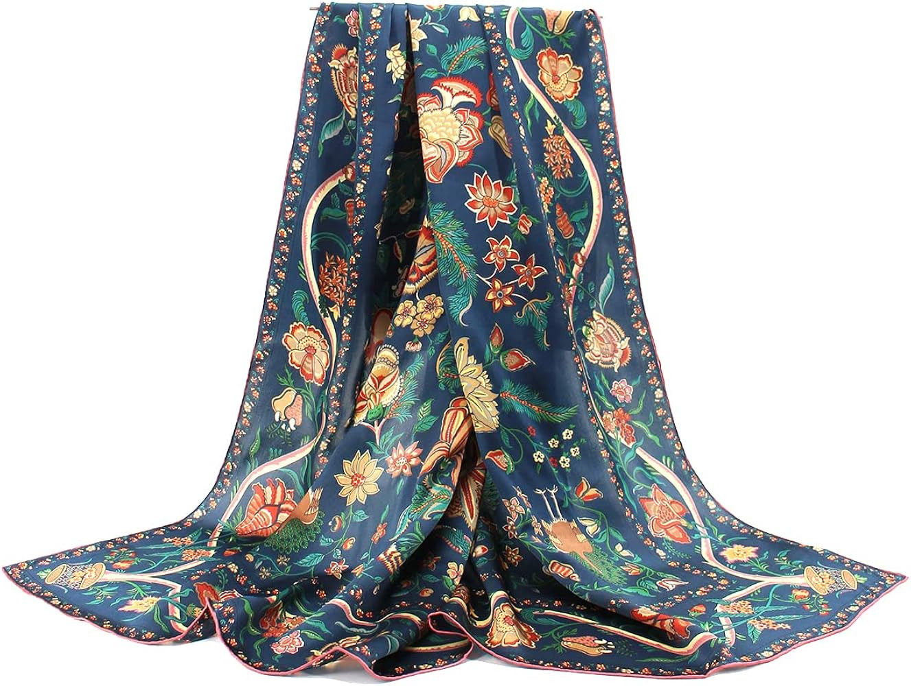 ANDANTINO 100% Silk Scarf 43" Large Square Lightweight Headscarf& Shawl–Women Hair Wraps-With G... | Amazon (US)