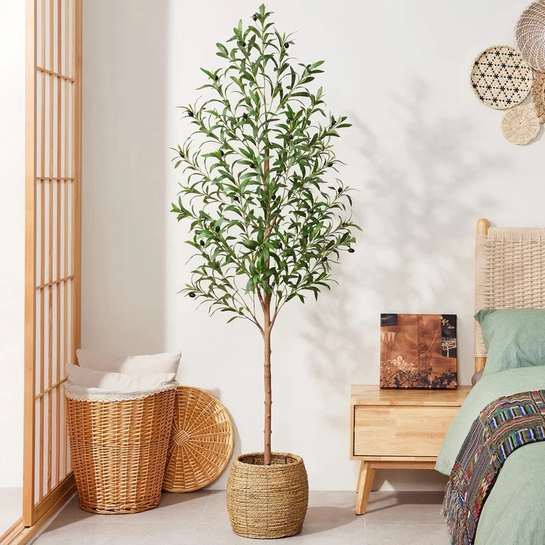 DR.Planzen Artificial Olive Tree 6 ft Tall Faux Floor Plant in Black Pot - Realistic Greenery wit... | Walmart (US)
