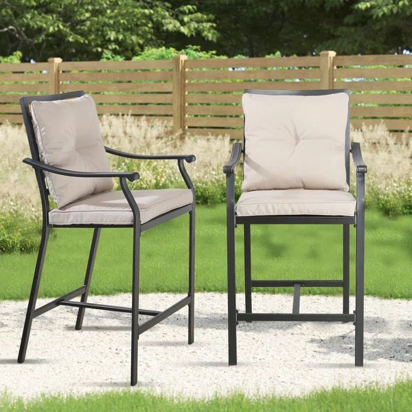 Airic Powder Coated Steel Outdoor 27'' Counter Stool with Cushion | Wayfair North America