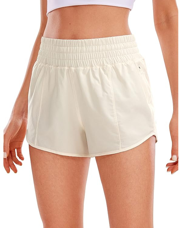 CRZ YOGA High Waisted Running Shorts for Women 2.5" - Mesh Liner Quick Dry Sport Athletic Workout... | Amazon (US)