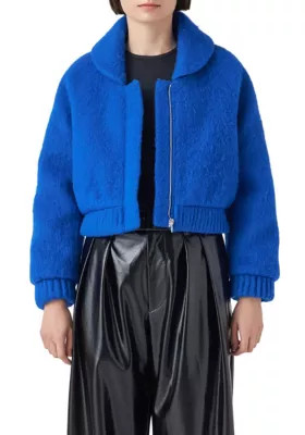 Grey Lab Women's Felt Solid Bomber, Blue, Small | Belk