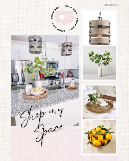 Shop my space! A few of the main items from my kitchen that are available now including my pendant lights, greenery and a similar hyacinth tray and lemons. Kitchen decor / summer kitchen / kitchen island 

#LTKSeasonal #LTKhome #LTKFind