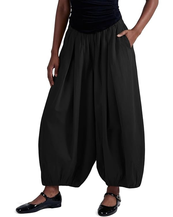 Fisoew Womens Wide Leg Balloon Pants Casual Barrel Elastic Waist Pleated Baggy Workout Sweat Pant... | Amazon (US)
