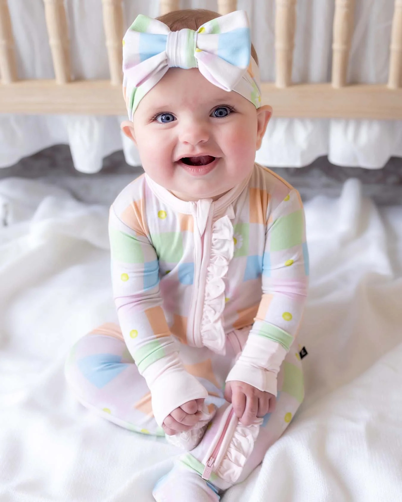 Coral Ruffled Zippered Footie | LEV Baby
