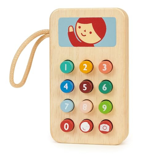 Mentari Toys - Mobile Phone - Solid Wood Phone with Squishy Buttons for Toddlers - Pretend Play Toy Cell Phone - Boost Communication Skills and Language Development - Age 2+ | Amazon (US)