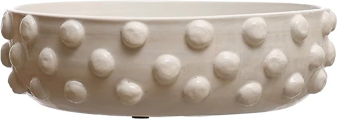 Creative Co-Op Decorative Terra-Cotta Design and Storage with Raised Dots, White Bowl | Amazon (US)