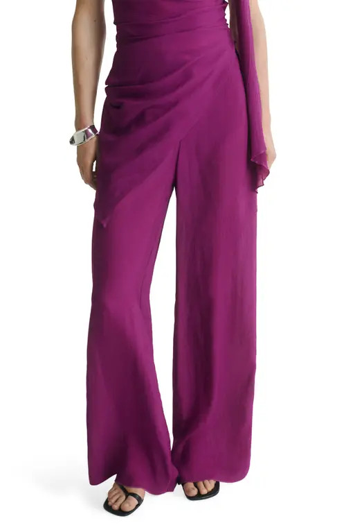 MANGO Satin Straight Leg pants in Purple at Nordstrom, Size Medium | Nordstrom