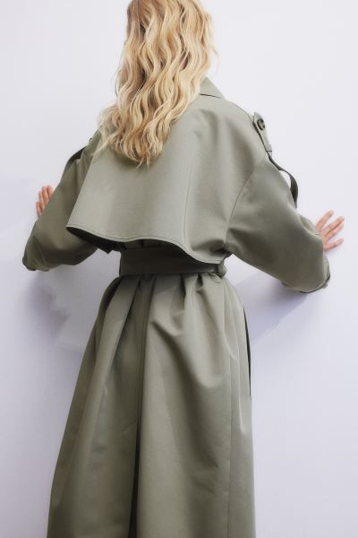 Double-breasted trenchcoat - Khaki green - Ladies | H&M GB | H&M (UK, MY, IN, SG, PH, TW, HK)