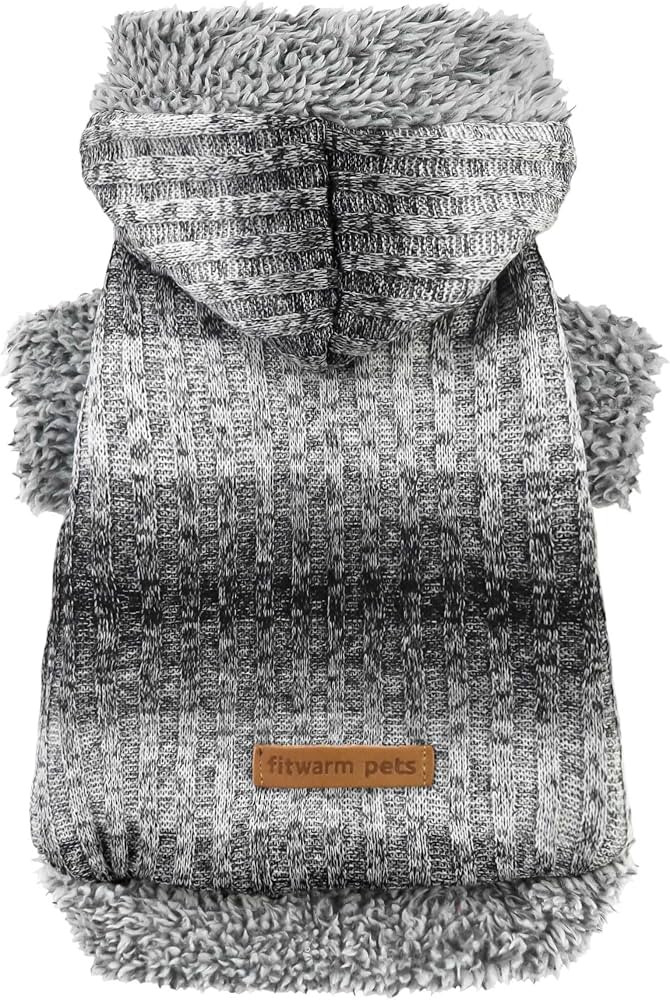 Fitwarm Fuzzy Dog Sweater, Knitted Winter Dog Clothes for Small Dogs Boy Girl, Pet Cat Hooded Out... | Amazon (US)