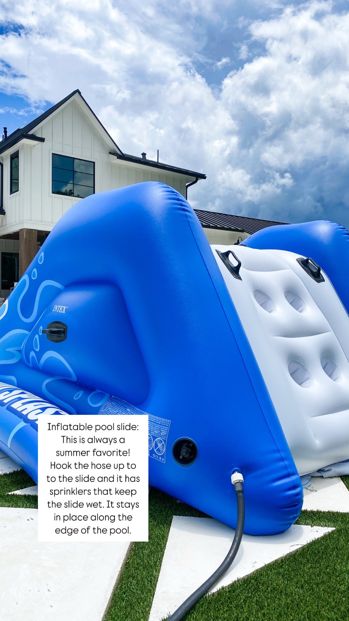 This inflatable pool slide is always a summer favorite! You hook the hose up to it for the sprinklers to run and it stays in place on the pool edge. 

Pool furniture / swim / outdoor furniture / patio furniture / slide / Easter basket / summer / spring / outdoor favorite / watch now / home refresh 

#LTKHome #LTKSwim #LTKSaleAlert