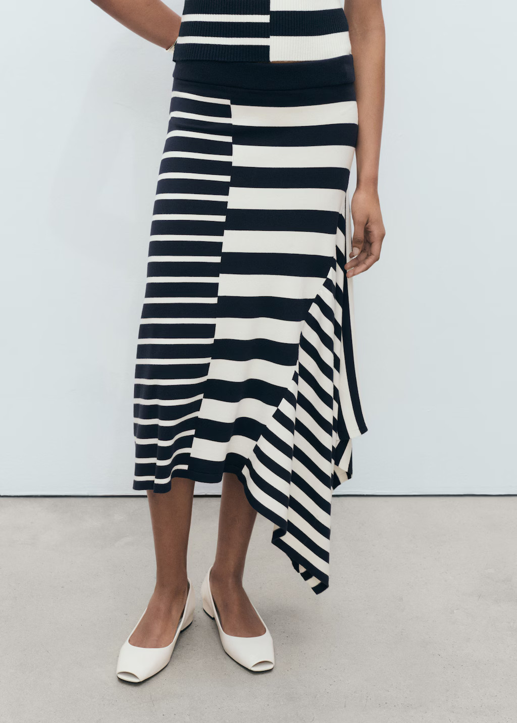 Asymmetrical striped knitted skirt - Women | MANGO USA | Mango (US/MX/AU)