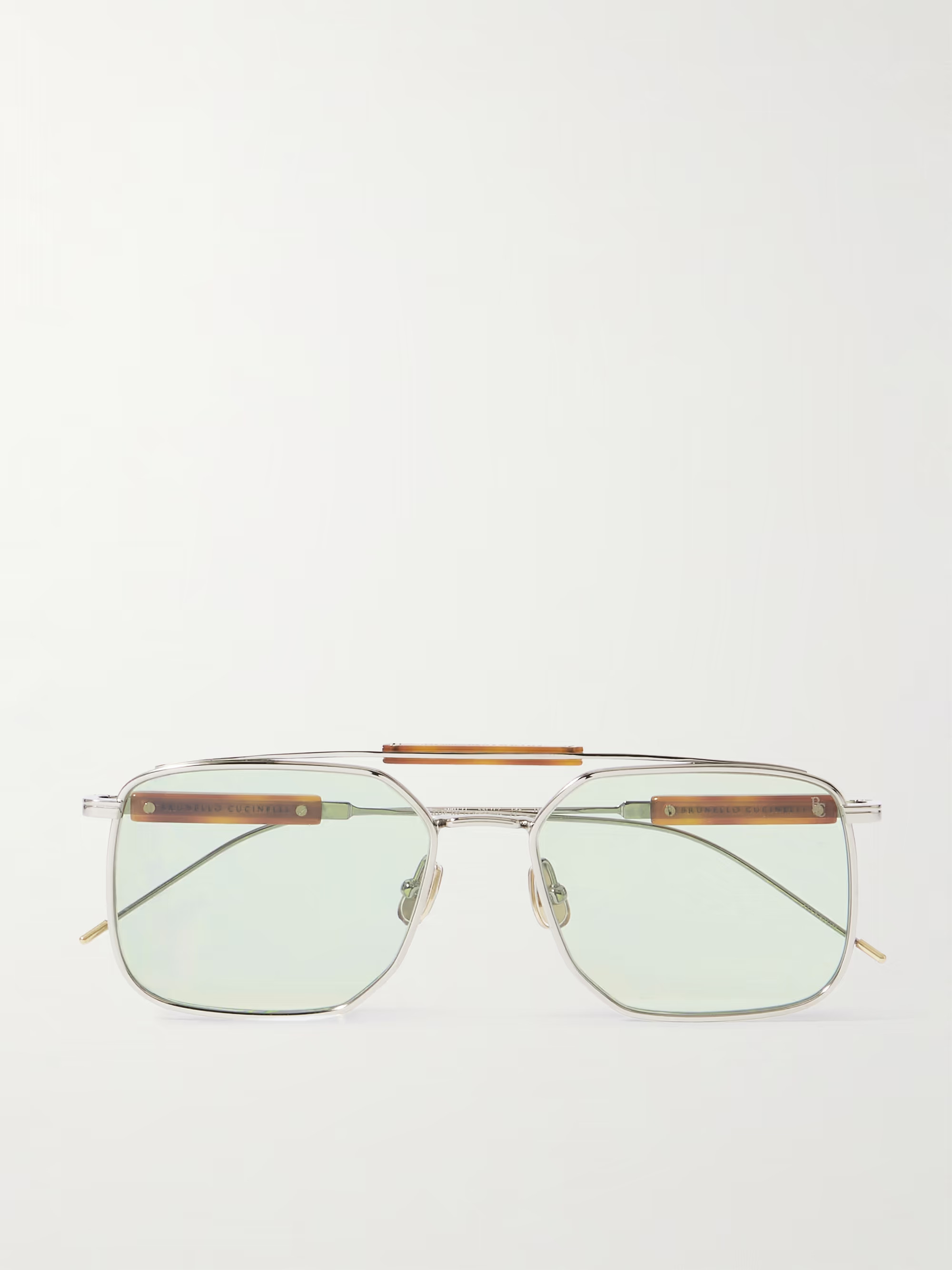 Aviator-style silver-tone and tortoiseshell acetate sunglasses | NET-A-PORTER (US)