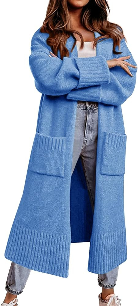 Danedvi Long Cardigan Sweaters for Women 2023 Fall Open Front Knit Oversized Cardigans Duster Coa... | Amazon (US)