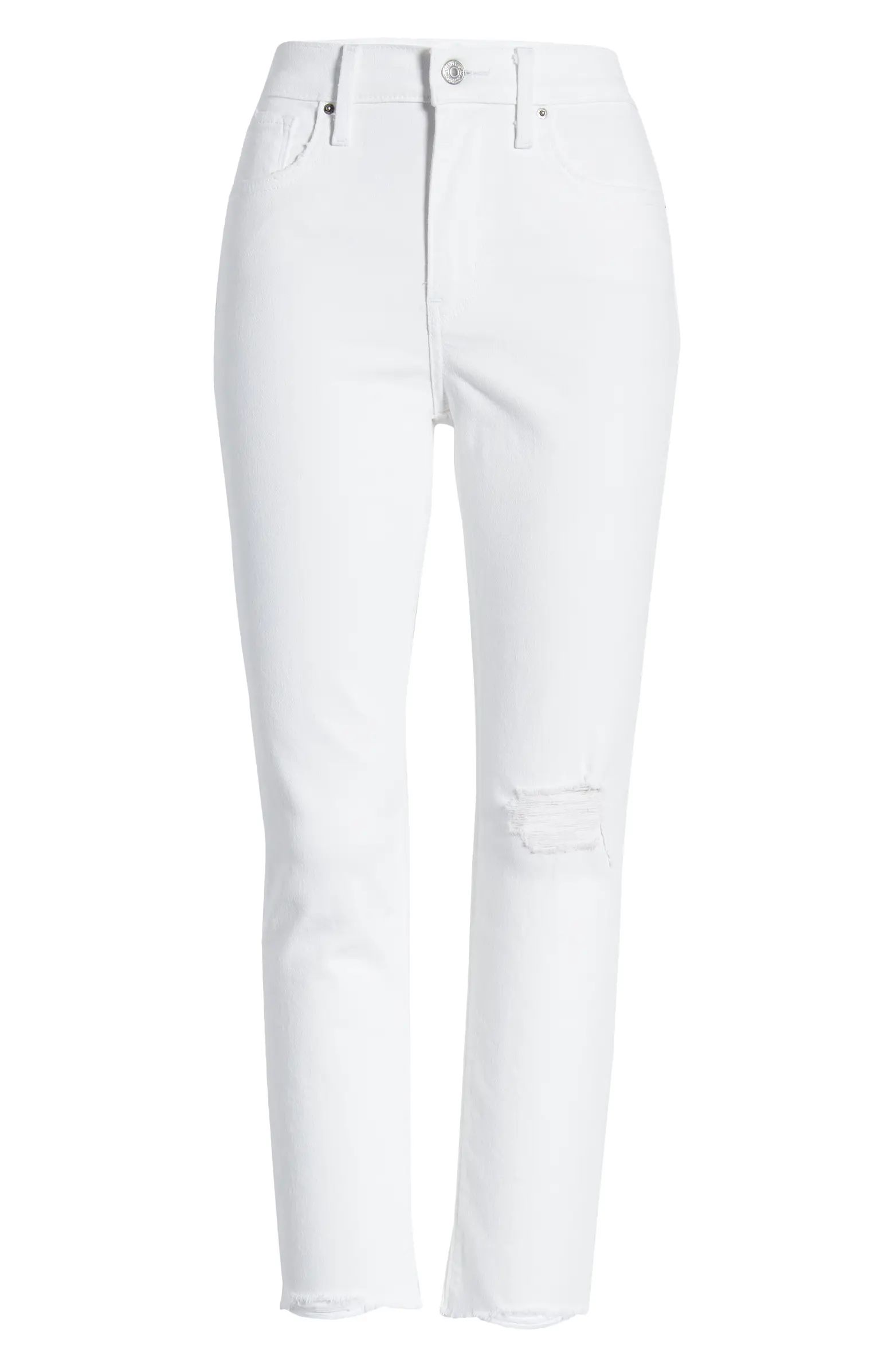 Levi’s® 724™ Ripped High Waist Raw Edge Crop Jeans | Nordstrom