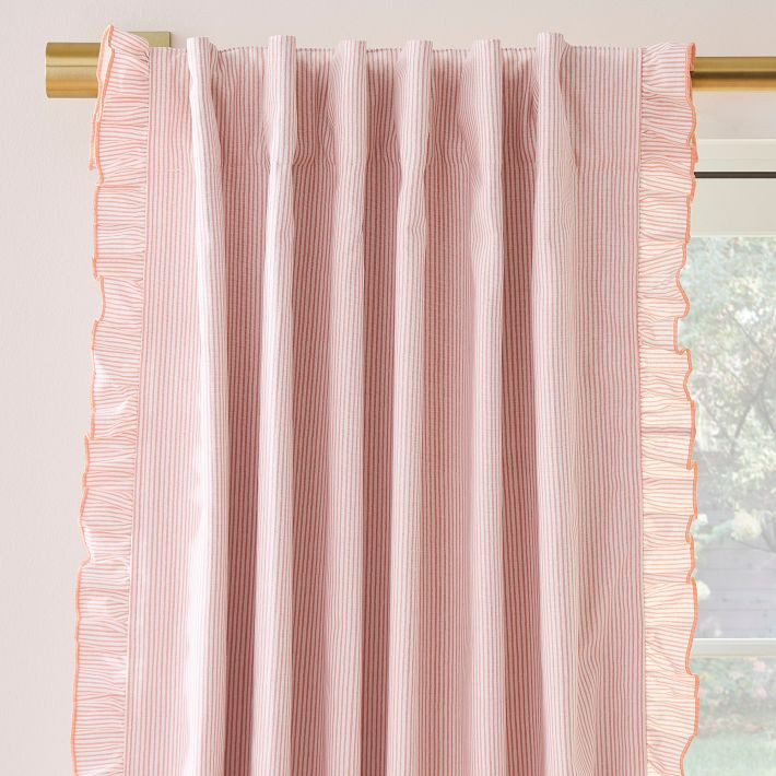 Pinstripe Ruffle Blackout Curtain | West Elm (US)