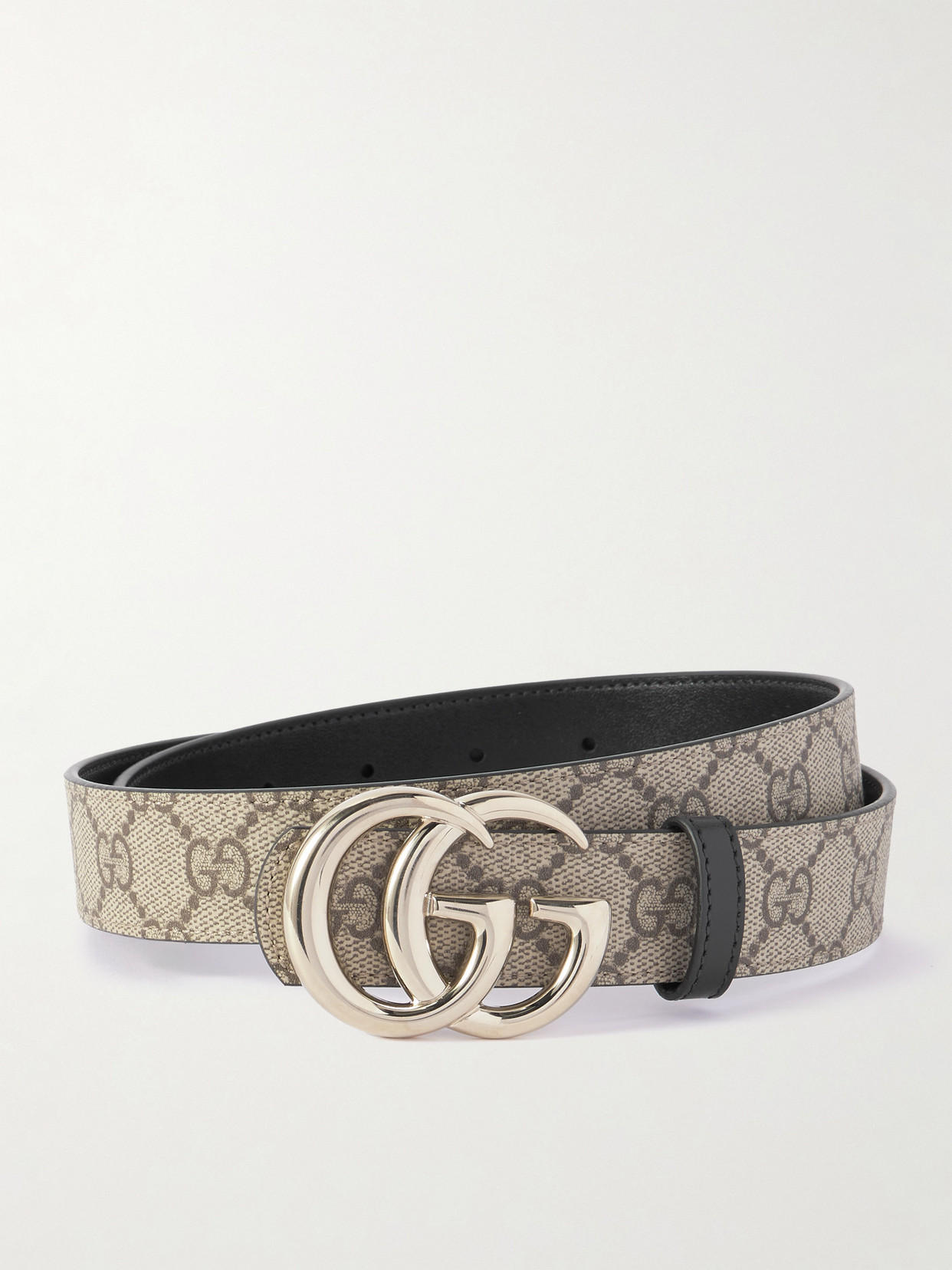 Gucci - Leather-trimmed Printed Coated-canvas Belt - Neutrals | NET-A-PORTER (US)