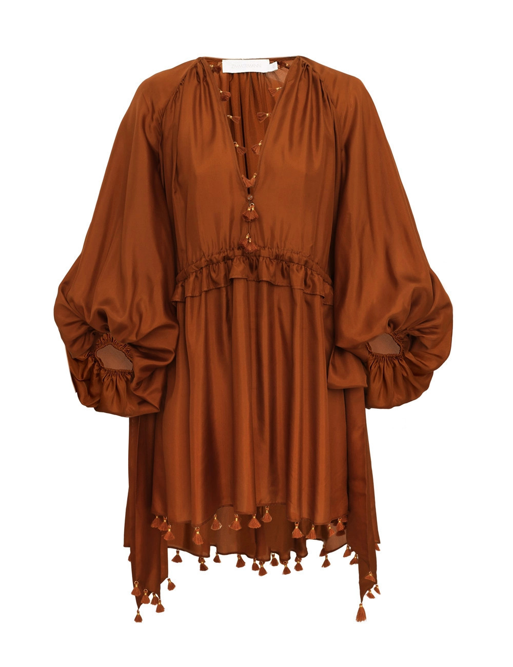 ZIMMERMANN Sundance Tassel Mini Dress Tan Size 0 | ZIMMERMANN (US, CA, EU, MENA)