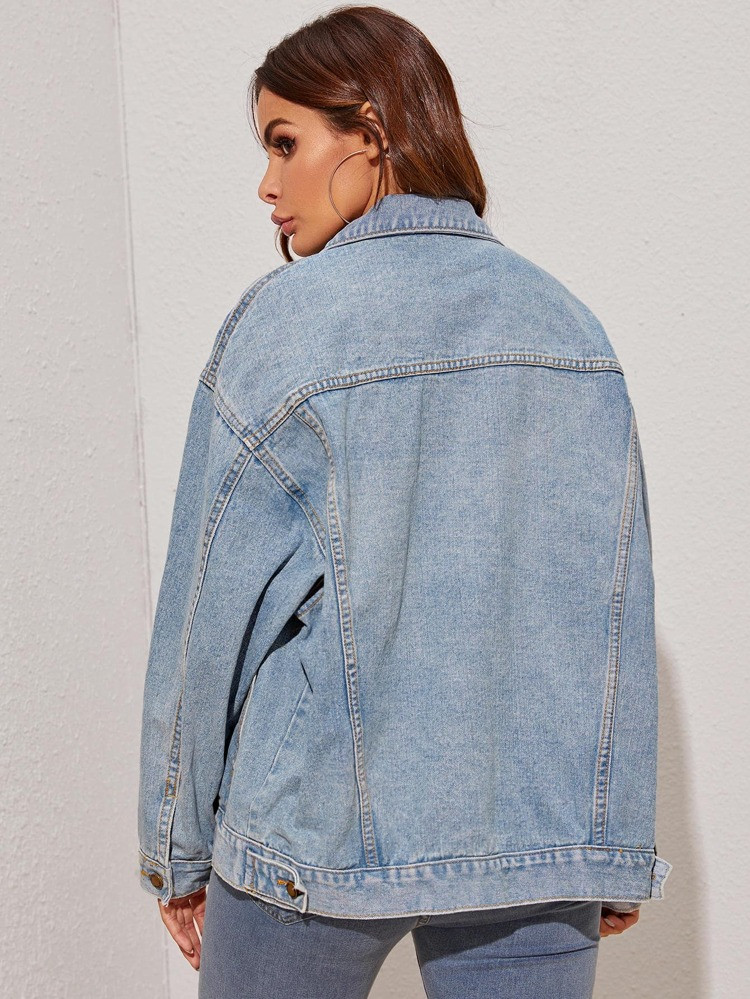 Wash Single Breasted Denim Trucker Jacket | SHEIN