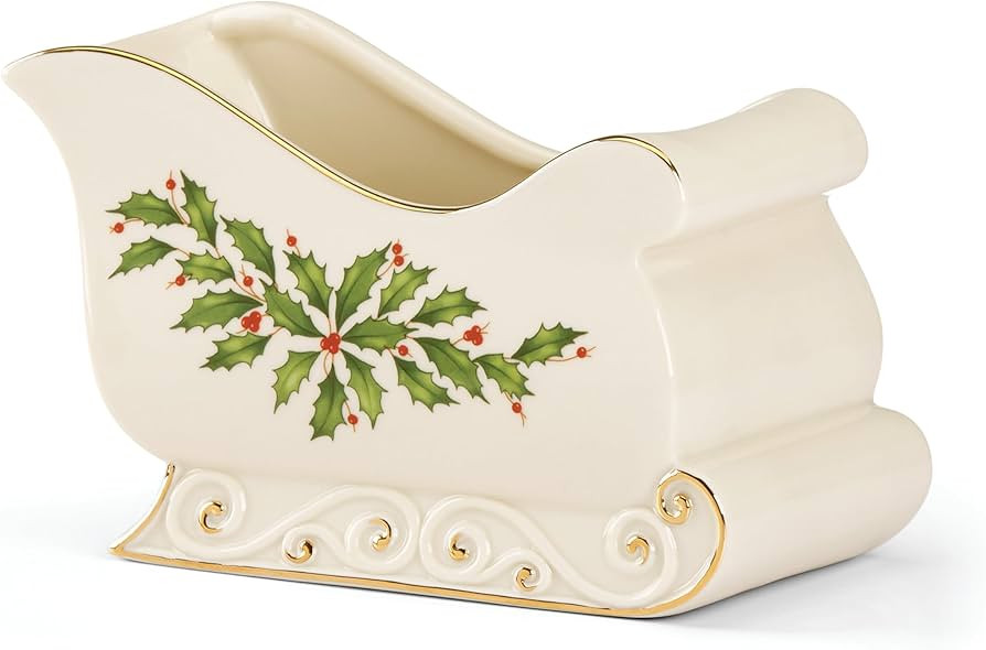 Lenox 886160 Holiday Sleigh Candy Dish, 1.40 LB, Red & Green | Amazon (US)