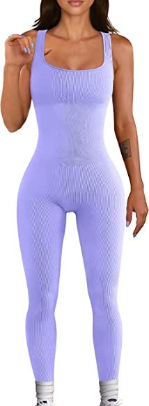 OQQ Women's Yoga Ribbed One Piece Tank Tops Rompers Sleeveless Exercise Jumpsuits | Amazon (CA)