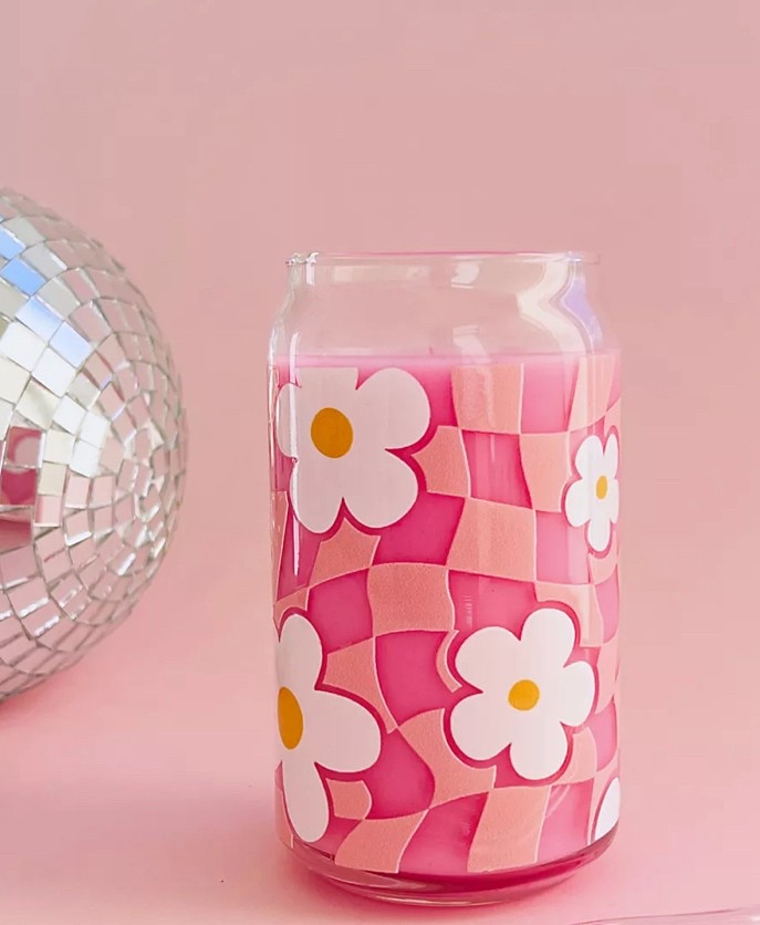 Hand-crafted + small batch made Checkerboard Flower Glass Cup. Perfect for putting all of your favorite beverages in. Made with strong, sturdy glass in 16oz size only.

#LTKU #LTKHome #LTKGiftGuide