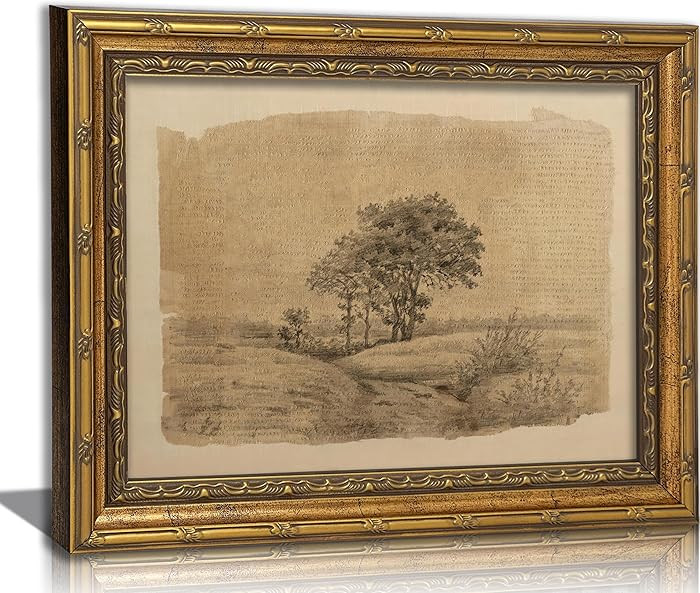 Vintage Gold Framed Landscape Wall Art,Rustic Tree Sketch Wall Decor,Classic Countryside Scenery ... | Amazon (US)