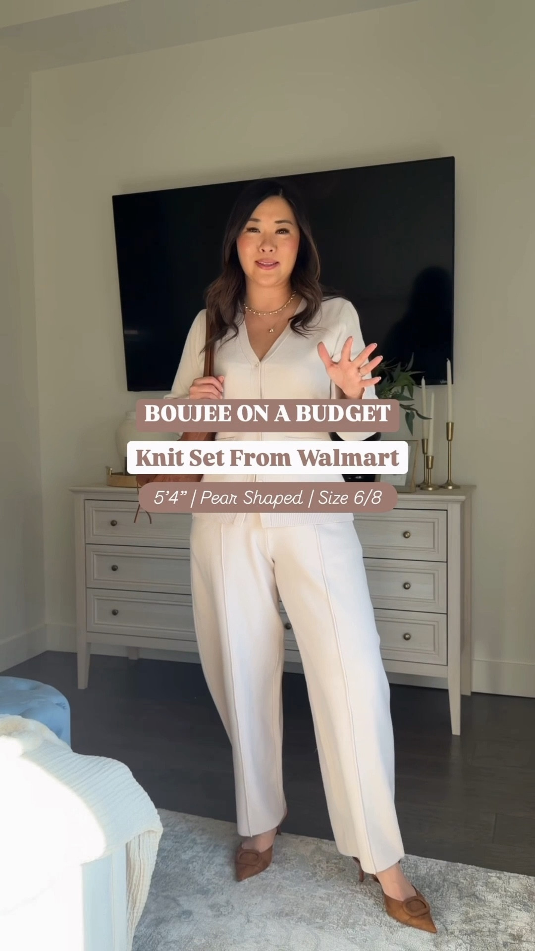 Boujee on a budget set from Walmart
Sweater cardigan top: Medium
Sweater barrel pants: Small 