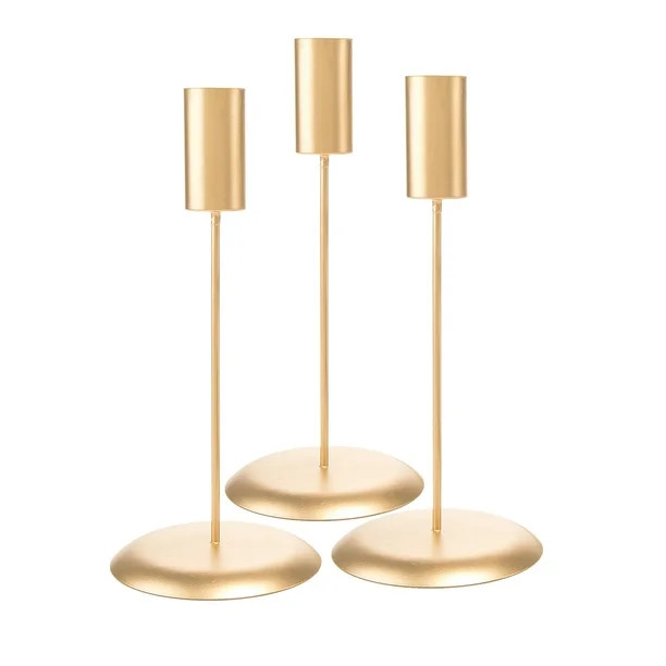 David Tutera Matte Gold Taper Candle Holders, 3 Pack | Walmart (US)