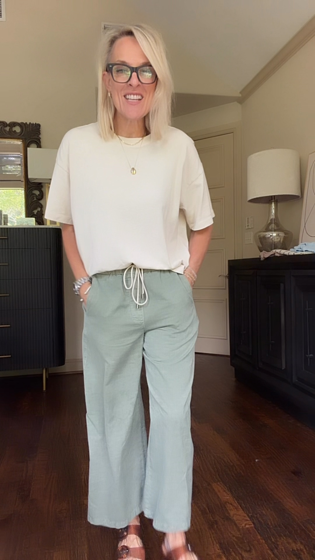 Don’t miss these $15 tees. SO GOOD 
I grabbed in white, tan and iced blue 
I did size up one size to a medium, because I love an oversized fit. They are the perfect length, not too cropped not too long.   And so soft 

These pants are BACK in stock! Yay 
In XS, med, L & XL
fit tts will be going on vacation with me 

@Target ￼#target #targetpartner 

#LTKOver40 #LTKmomlife #LTKTravel