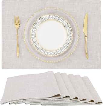 homing Neutral Beige Cloth Placemats Set of 6 – Cotton Linen Blend Washable Farmhouse Dining Ta... | Amazon (US)