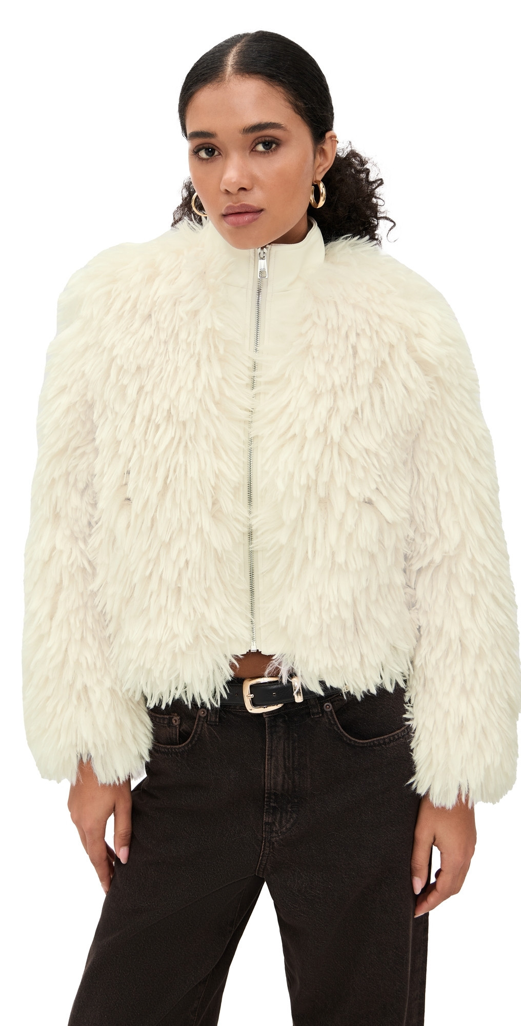 Apparis Lillet Shag Faux Fur Bomber Ivory M | Shopbop