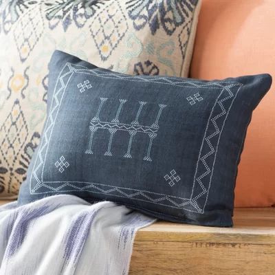 Finnell Cotton Lumbar Pillow Greyleigh™ Color: Navy, Size: 12" x 16 | Wayfair North America