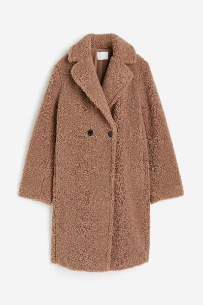 Mantel aus Teddyfleece - Dunkelbeige - Ladies | H&M DE | H&M (DE, AT, CH, NL, FI)