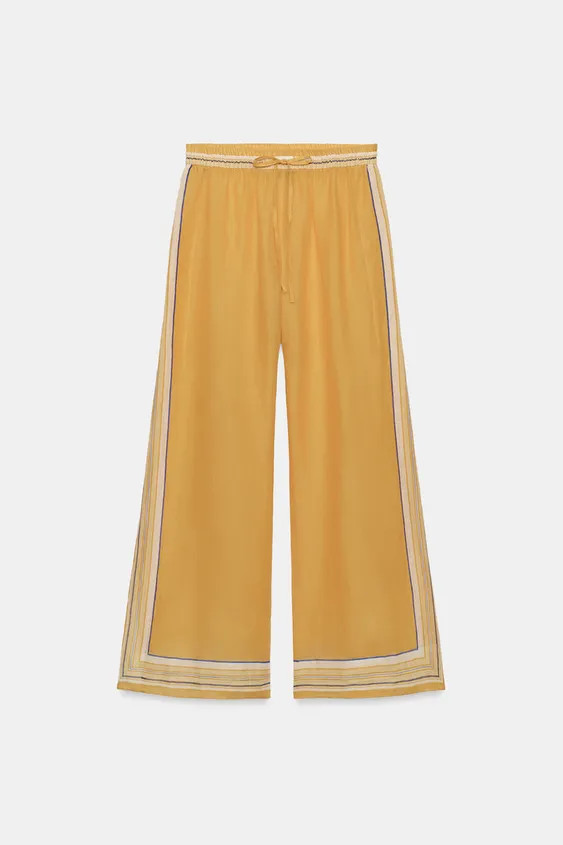ZW COLLECTION 100% RAMIE STRIPED TROUSERS | Zara UK