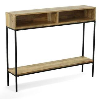 Carolina Chair & Table Edvin 42 in. Brown/Black Standard Rectangle Wood Console Table with Storag... | The Home Depot