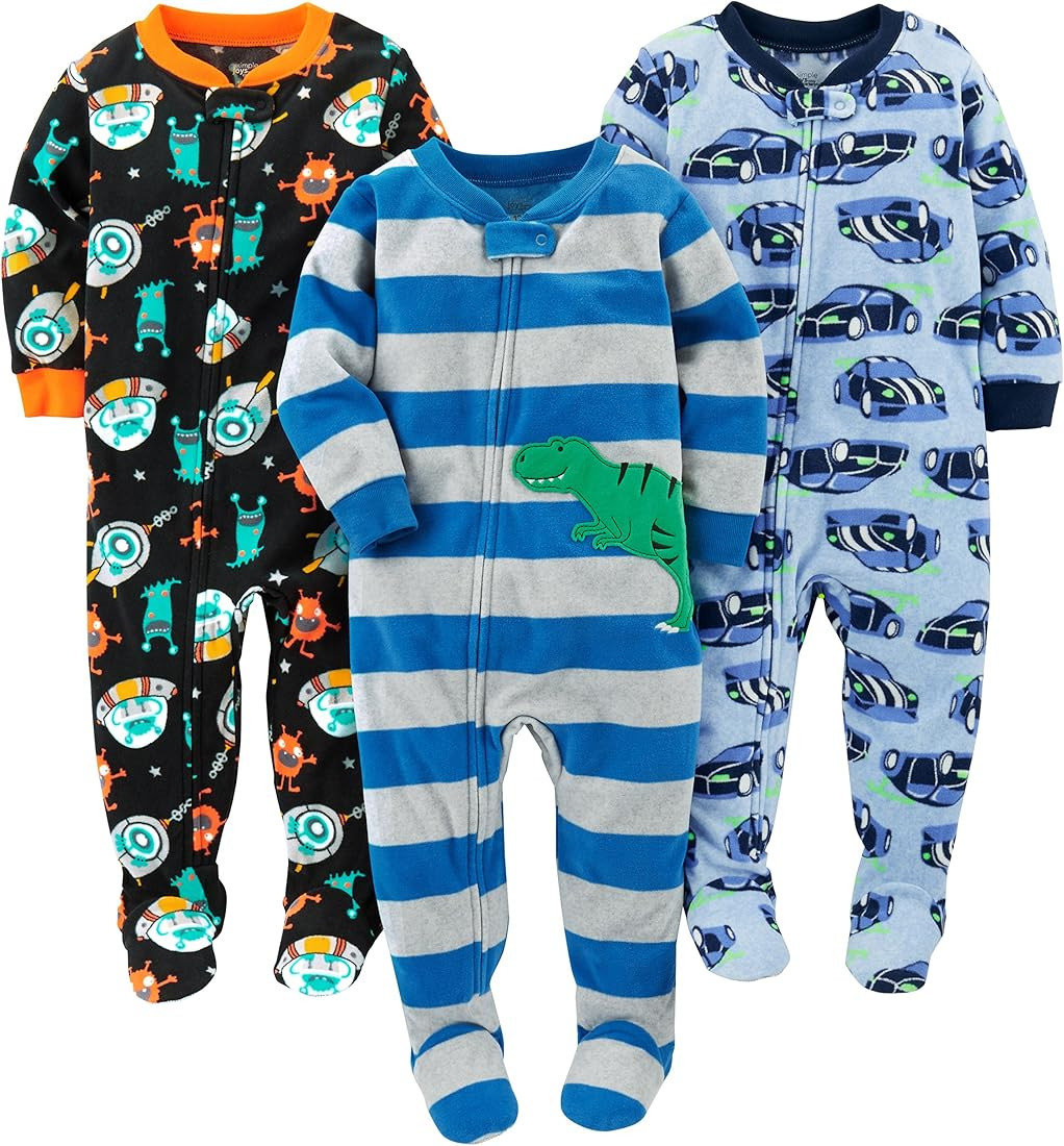 Simple Joys by Carter's Toddlers and Baby Boys' Loose-Fit Flame Resistant Fleece Footed Pajamas, ... | Amazon (US)