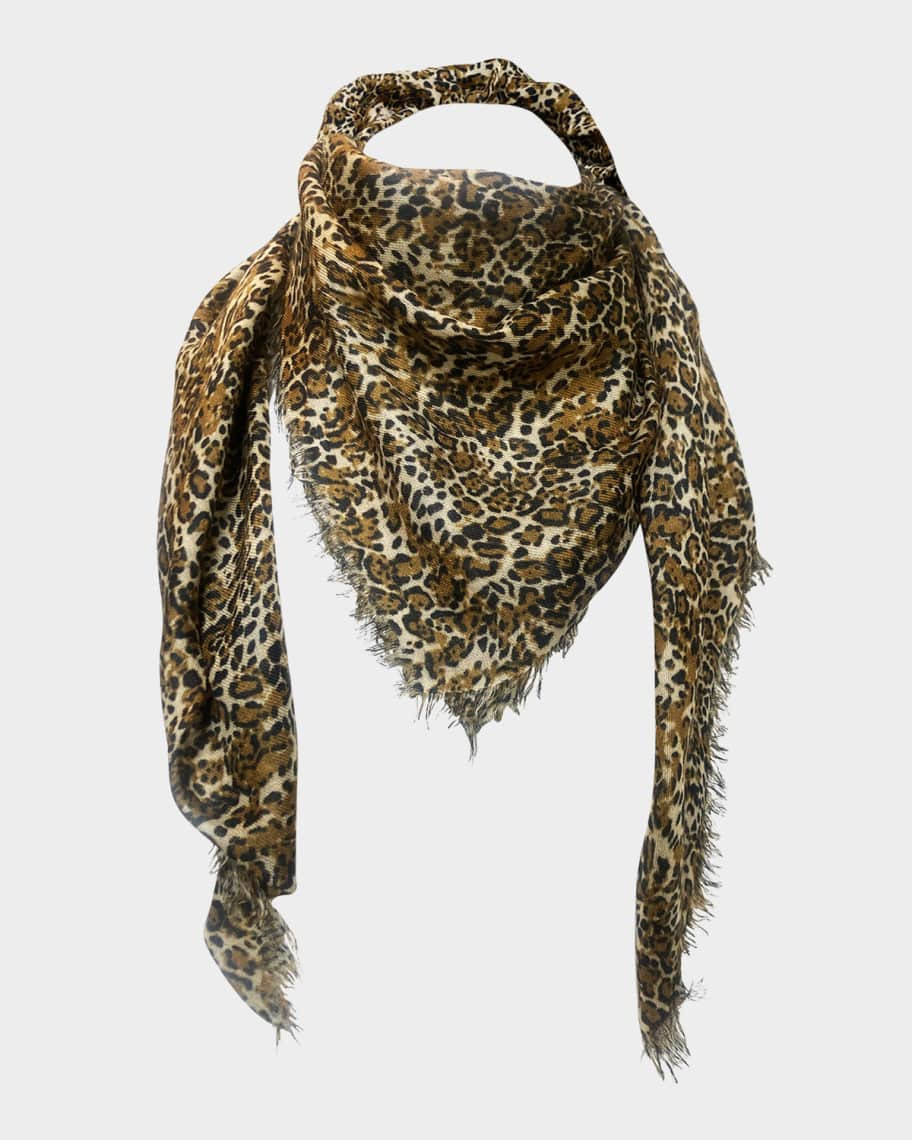 Isabel Marant Madicia Cheetah-Print Wool Blend Scarf | Neiman Marcus