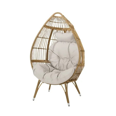 Lonna Outdoor Wicker Teardrop Chair Beige Light Brown | Walmart (US)