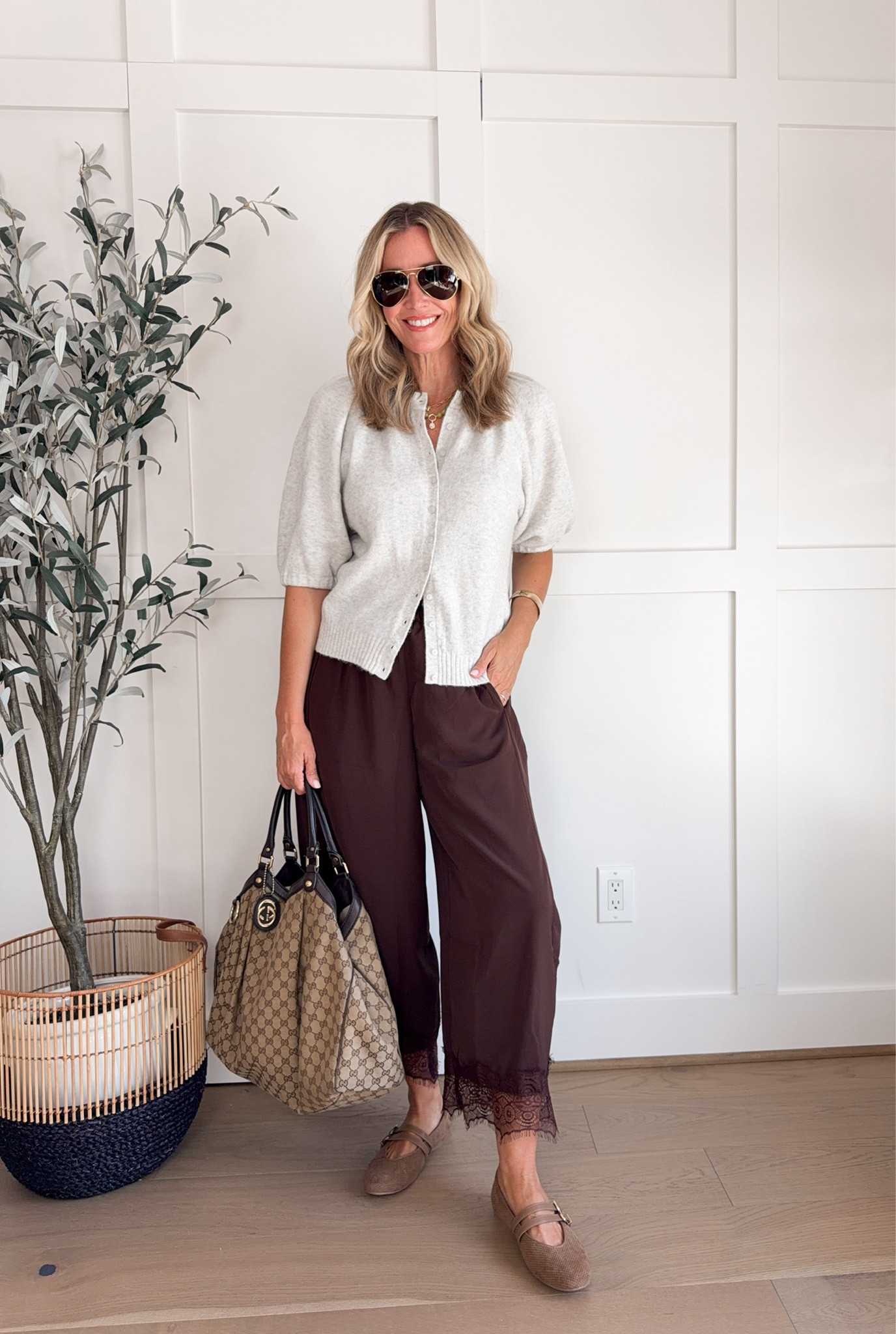 Chocolate brown satin pants with lace trim are such a pretty way to add texture to a fall outfit. I love them with a soft cardigan and flats for an outfit that works for lunch, dinner or a day when you want to feel a little more dressed up without overdoing it.

chocolate brown pants, satin pants, lace trim pants, fall outfit, cardigan outfit, brown pants outfit, fall flats, dressy casual outfit, women’s fall fashion, fall textures, everyday fall style, HauteandHumid

#LTKootd #LTKOver40 #LTKSeasonal