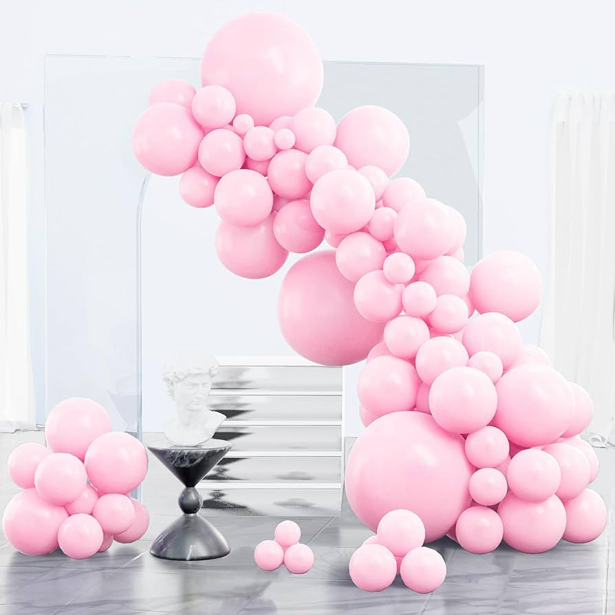 PartyWoo Baby Pink Balloons 123 pcs Different Sizes of 18 12 10 5 Inch Pastel Pale Light Pink Bal... | Amazon (US)