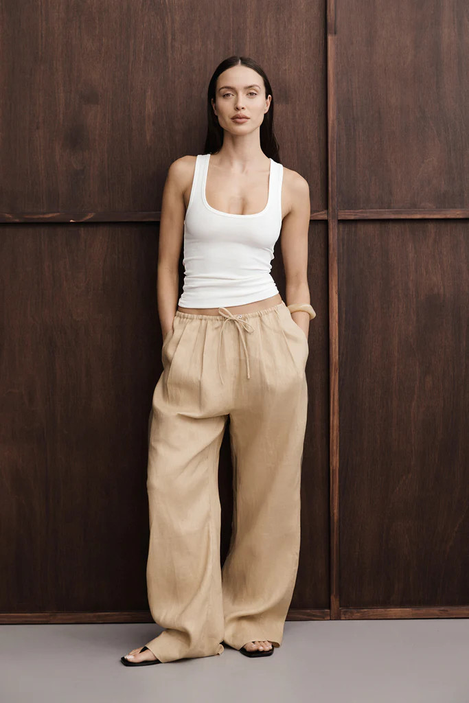 LUNE TAN LINEN PANT | DISSH