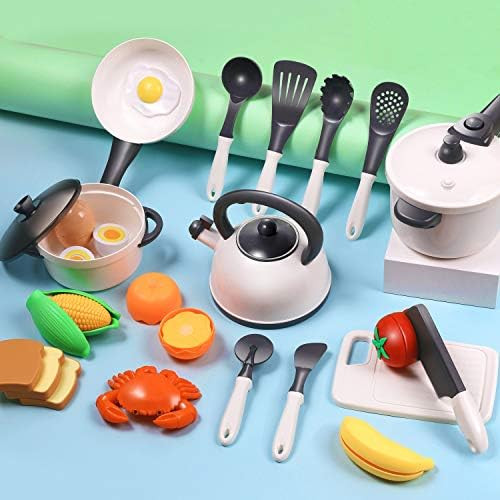 iPlay, iLearn Kids Play Kitchen Toys Accessories Set, Toddler Pots n Pans Cookware Playset, Prete... | Amazon (US)