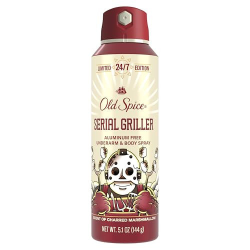 Old Spice Aluminum Free Body Spray for Men, Summerdudes, 24/7 Odor Control, 24/7 Sunny Freshness & Long Lasting Scent, Limited Edition, Serial Griller with Charred Marshmallow Scent, 5.1 oz | Amazon (US)