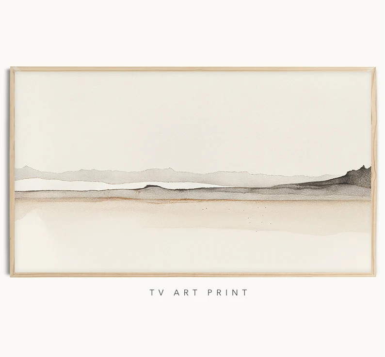 Samsung Frame TV Art, Minimal Muted Beige Tan Watercolor Horizon, Brush Strokes, Vintage, Rustic,... | Etsy (US)