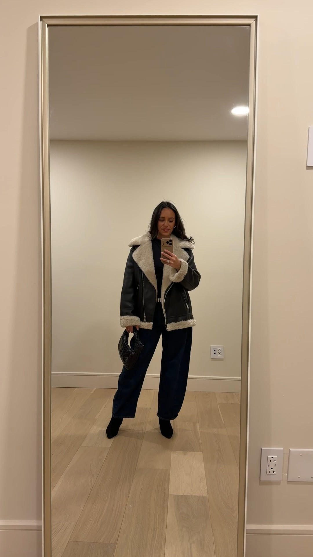 Outerwear 
Faux leather jacket with Sherpa lining 

This is from mango size xs I linked similar  

#LTKOver40 #LTKSaleAlert #LTKootd