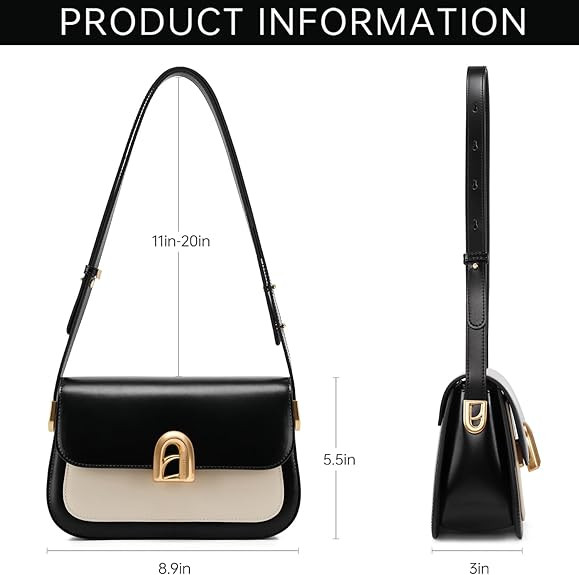 LAFESTIN Split Leather Shoulder Bag For Women with Adjustable Strap, Crossbody Purses For Women, ... | Amazon (US)