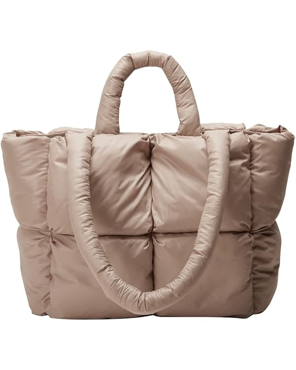 Puffer Tote Bag for Women Quilted Puffy Handbag Light Winter Down Cotton Padded Shoulder Bag Down... | Amazon (US)
