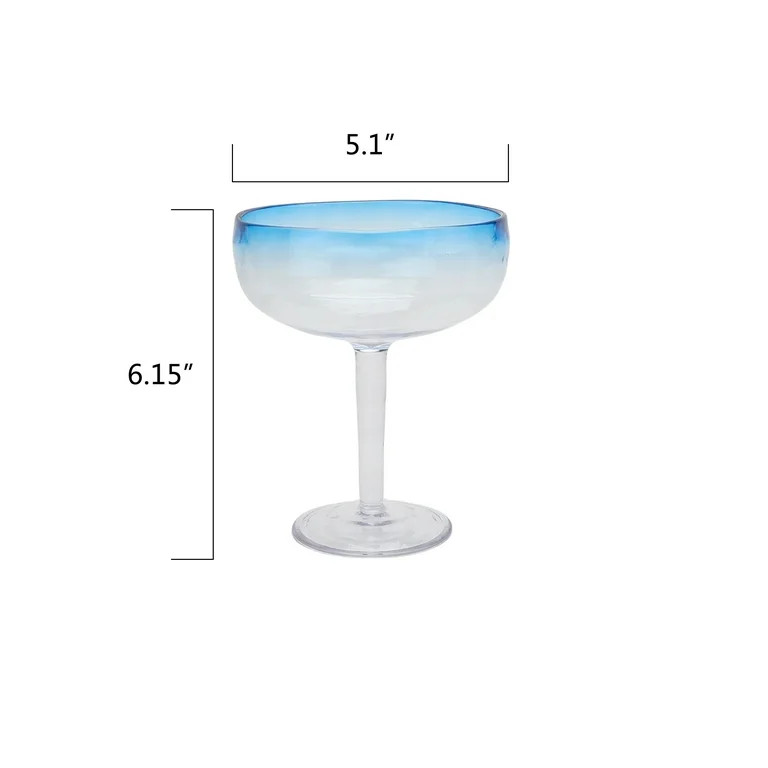 Mainstays by Becky G. & Alejandra 18-Ounce Acrylic Margarita Glass, Blue Rim | Walmart (US)