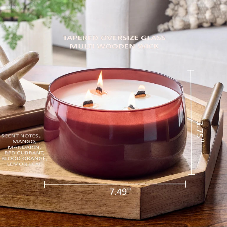 Better Homes & Gardens Intense Red Lava Citrus Scented Wooden 4-Wick Glass Scented Jar Candle 60o... | Walmart (US)