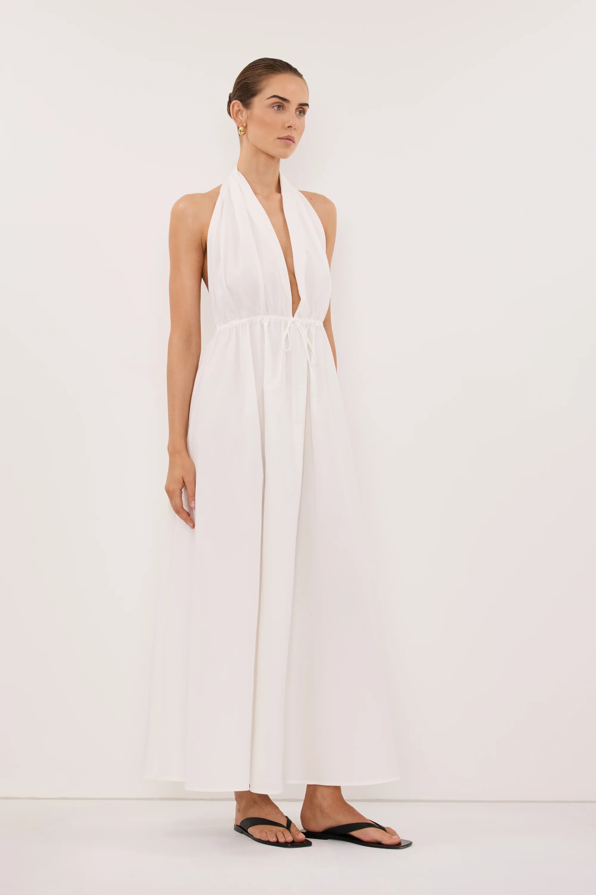 TAMMY WHITE POPLIN MIDI DRESS | DISSH